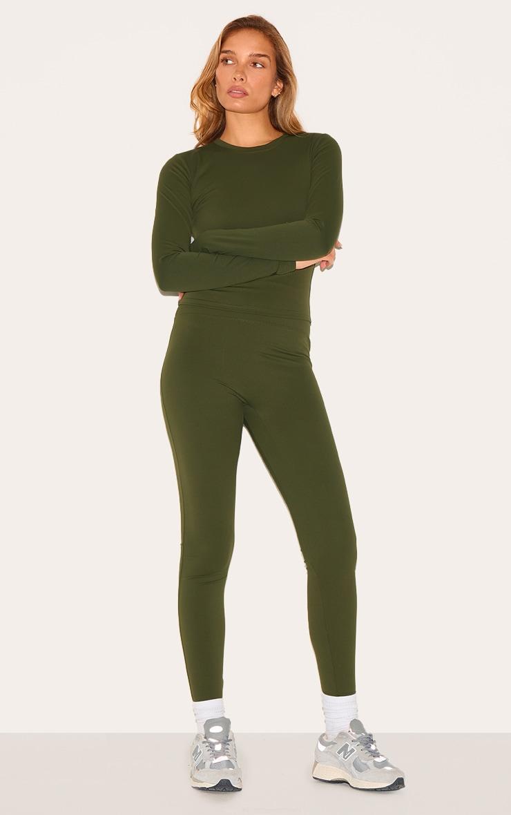 Forest Green Sculpt Long Sleeve Crop Gym Top Product Image