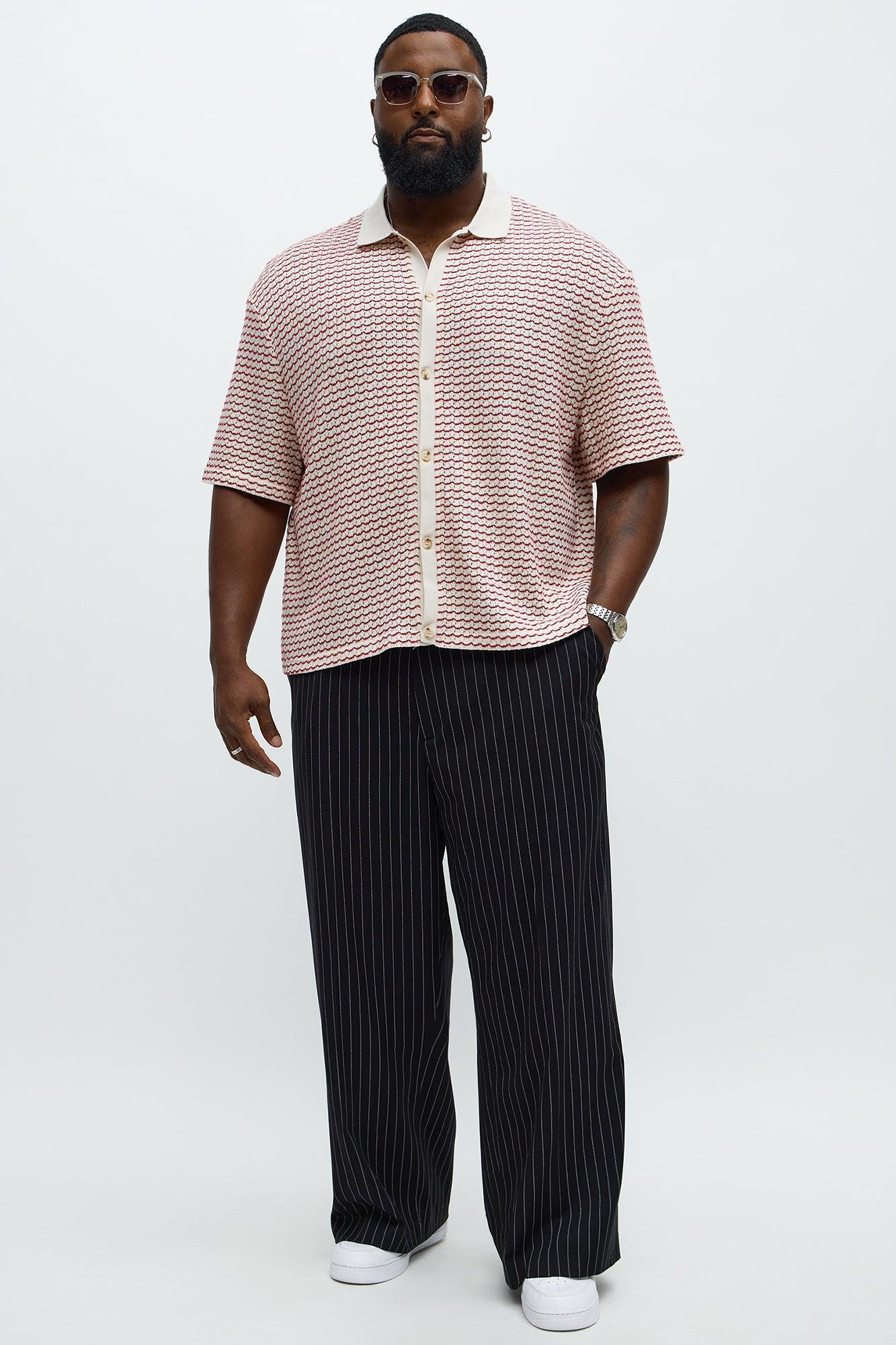 Regular Fit Color Block Button up Sweater Shirt - Cream/combo Product Image