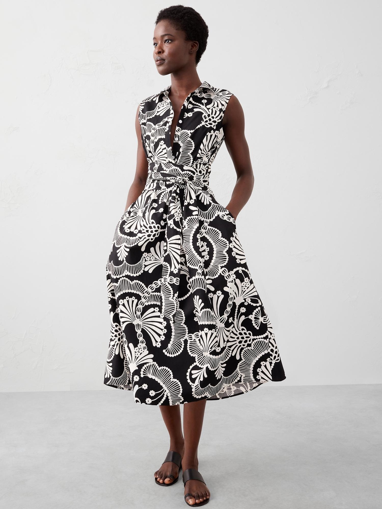 Poplin Cross-Waist Midi Dress Product Image