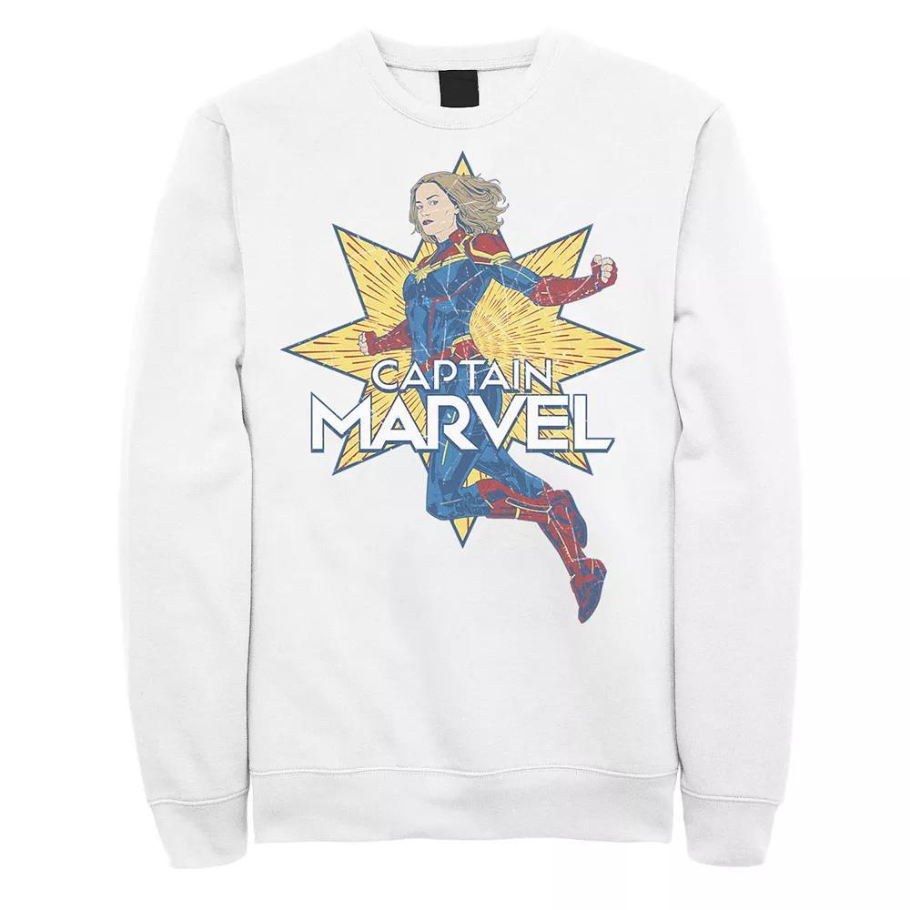Men's Marvel Captain Marvel Sketch Portrait Logo Sweatshirt, Size: XL, White Product Image
