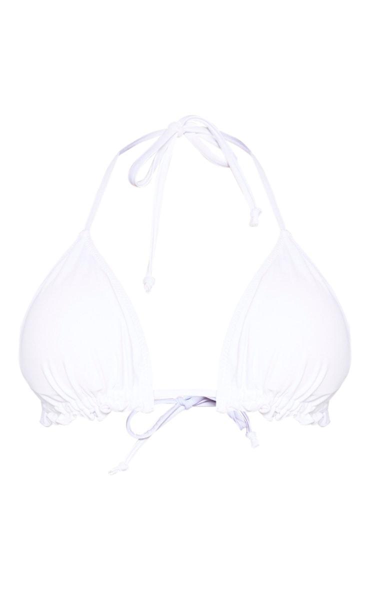 White Frill Edge Padded Bikini Top Product Image