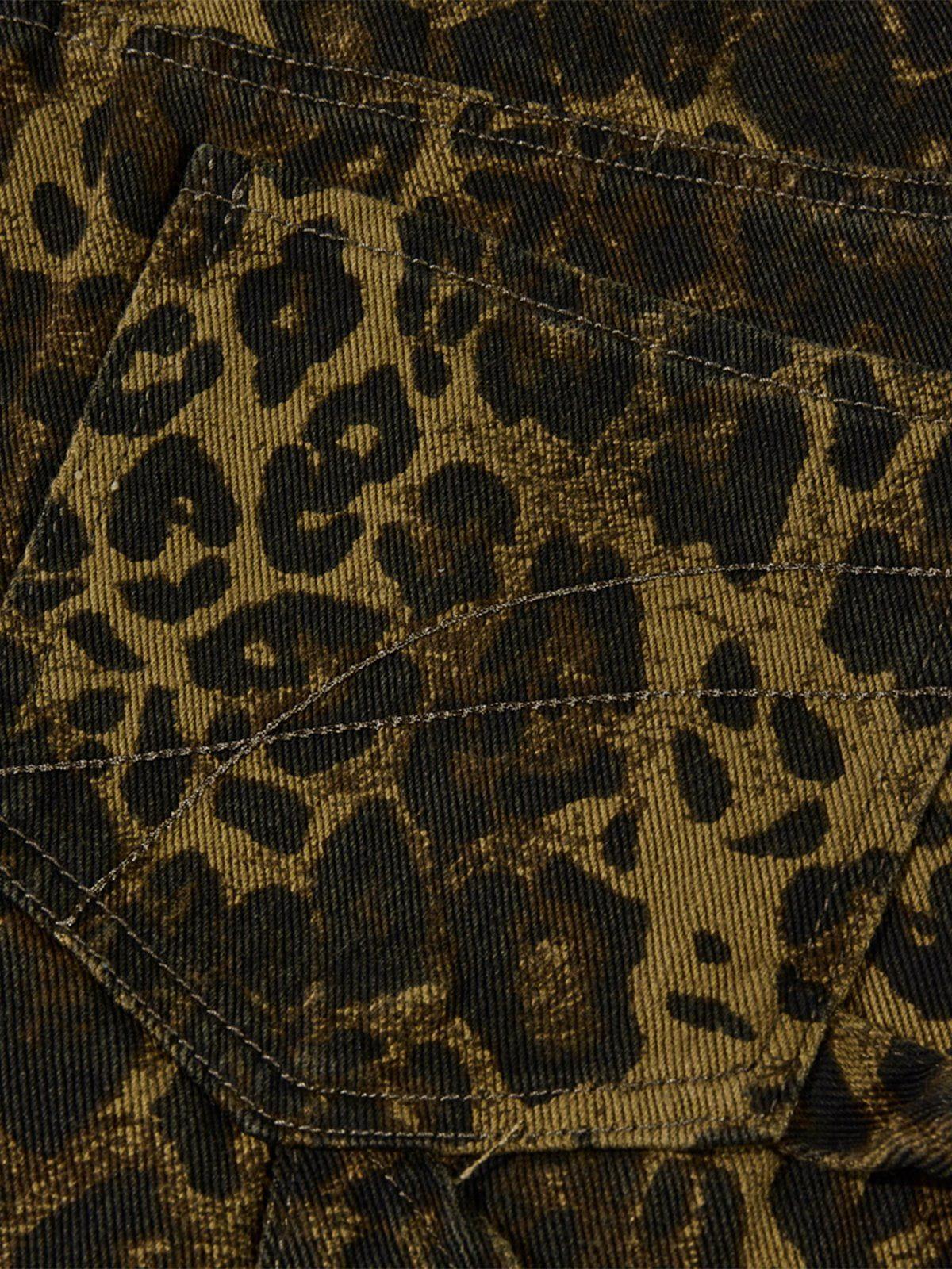 Aelfric Eden Leopard Print Patchwork Jeans Product Image