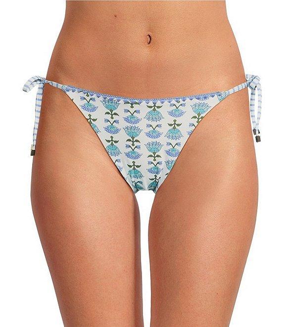 A Loves A Reversible Chevron Flower Tie Side Embroidered Swim Bottom Product Image