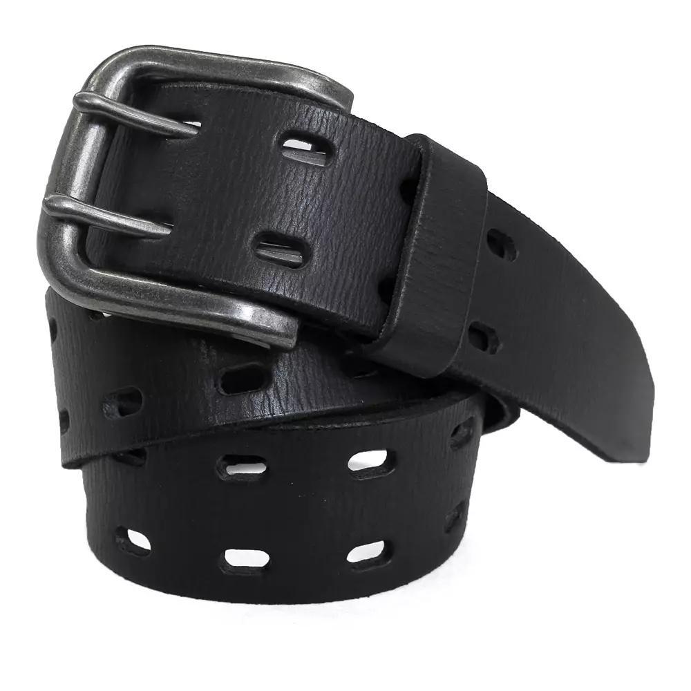 Men's Smith's Workwear 38mm Double Prong Perforated Leather Belt, Black Product Image