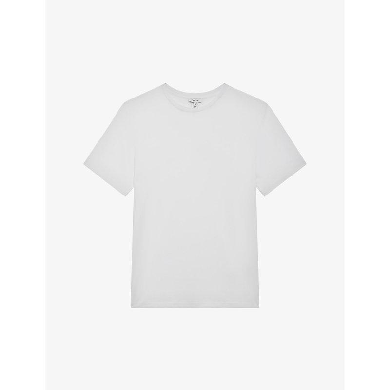 REISS Mens White Bless Crewneck Cotton-jersey T-shirt Product Image