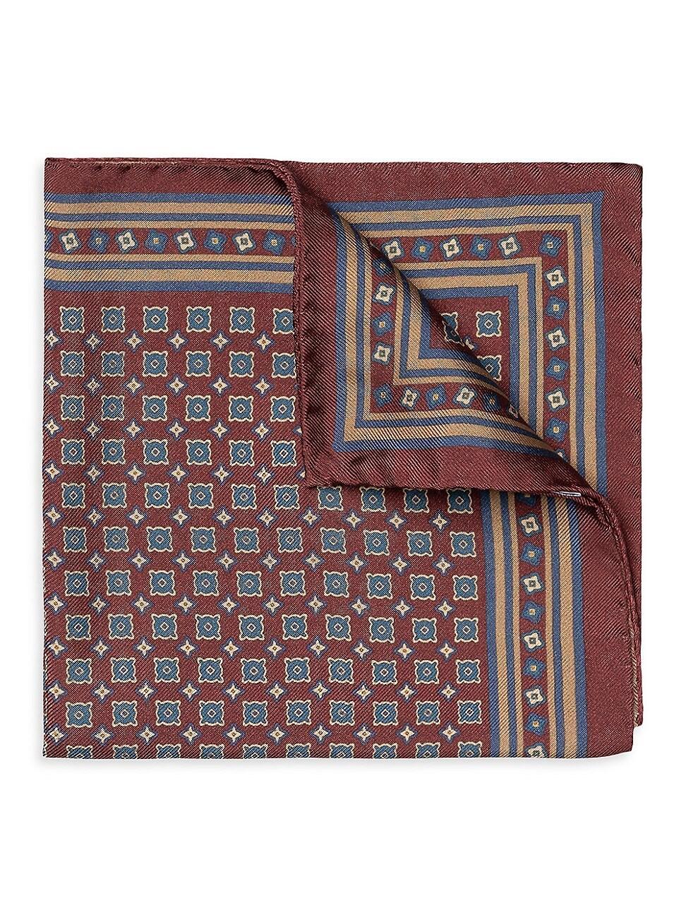 Mens Silk Twill Medallion Pocket Square Product Image