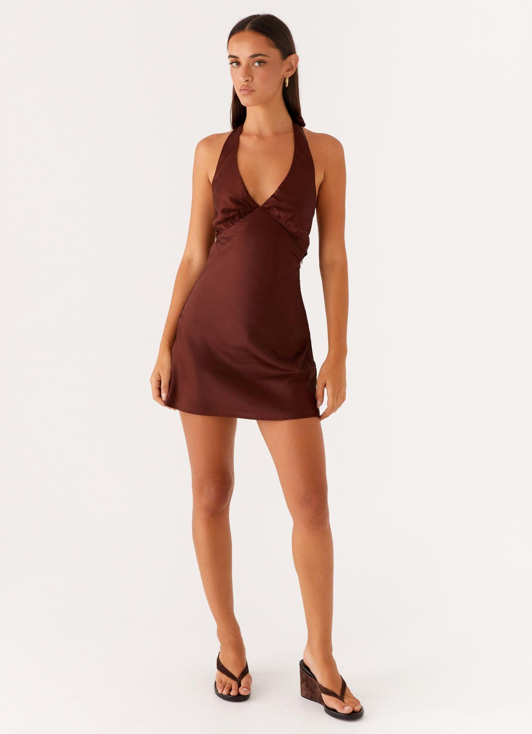 Heavy Hearted Mini Dress - Chocolate Product Image