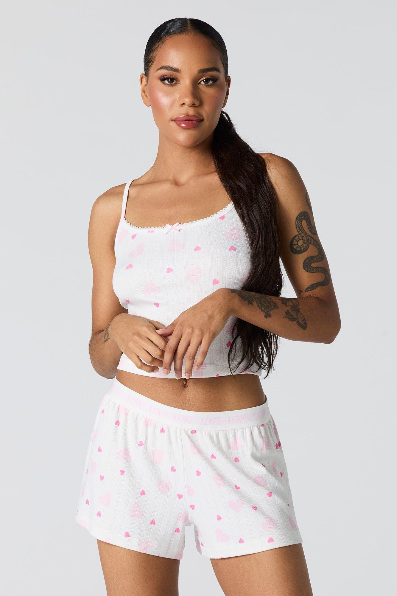 Pointelle Knit Tank & Short 2 Piece Pajama Set Female Product Image