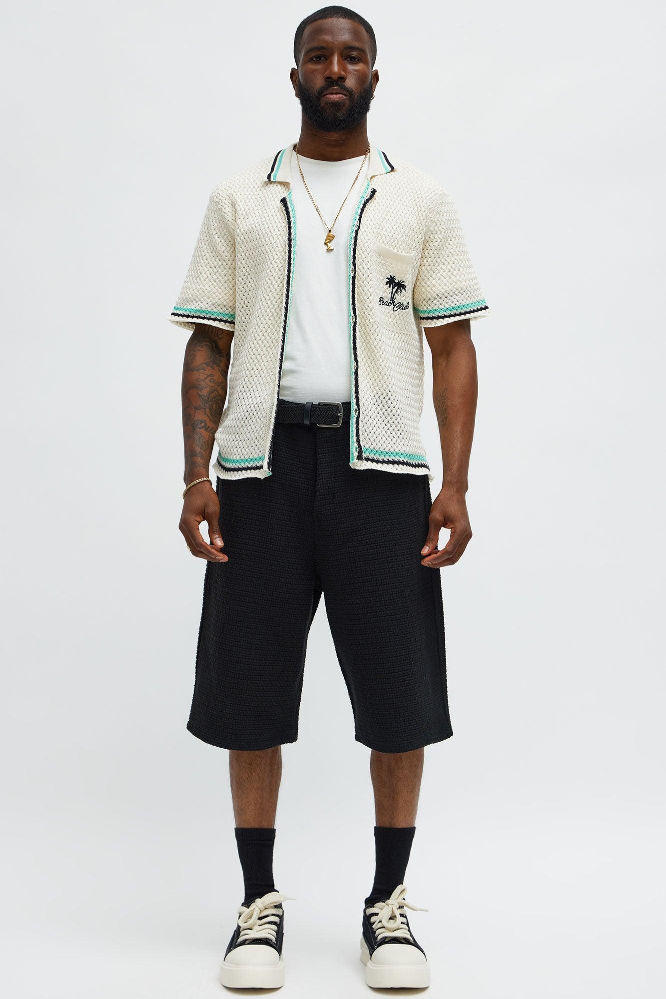 Vacay Crochet Button Up Shirt - Cream/combo Product Image