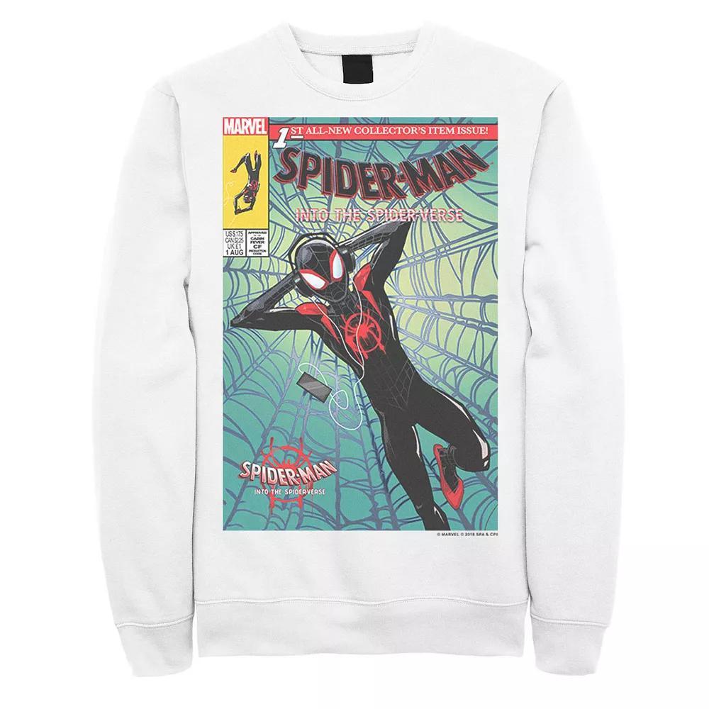 Men's Marvel Spiderverse Collectors Comic Cover Graphic Fleece Pullover, Size: Medium, White Product Image