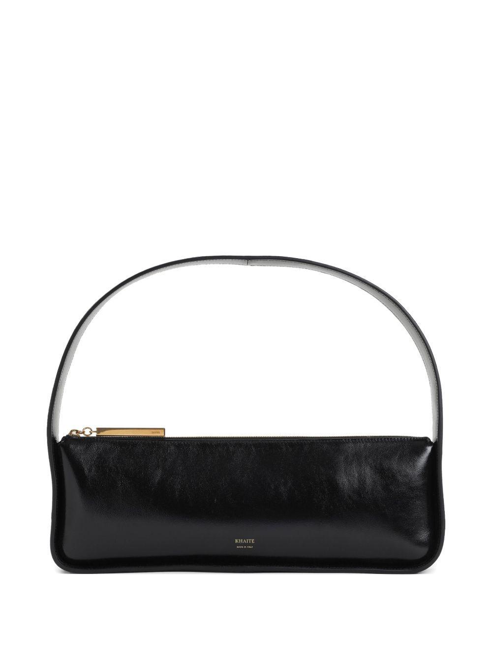 KHAITE Lori Crackle Patent Leather Shoulder Bag In Black Product Image