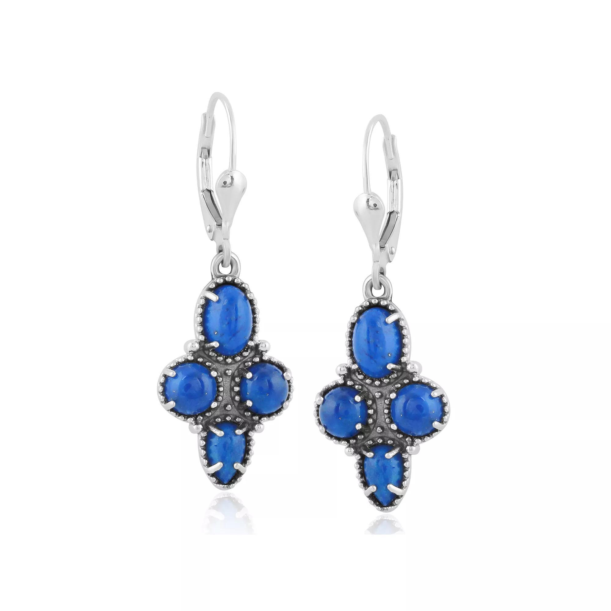 Southwest Spirit Sterling Silver and Stone Drop Earrings, Womens, Blue Lapis Product Image