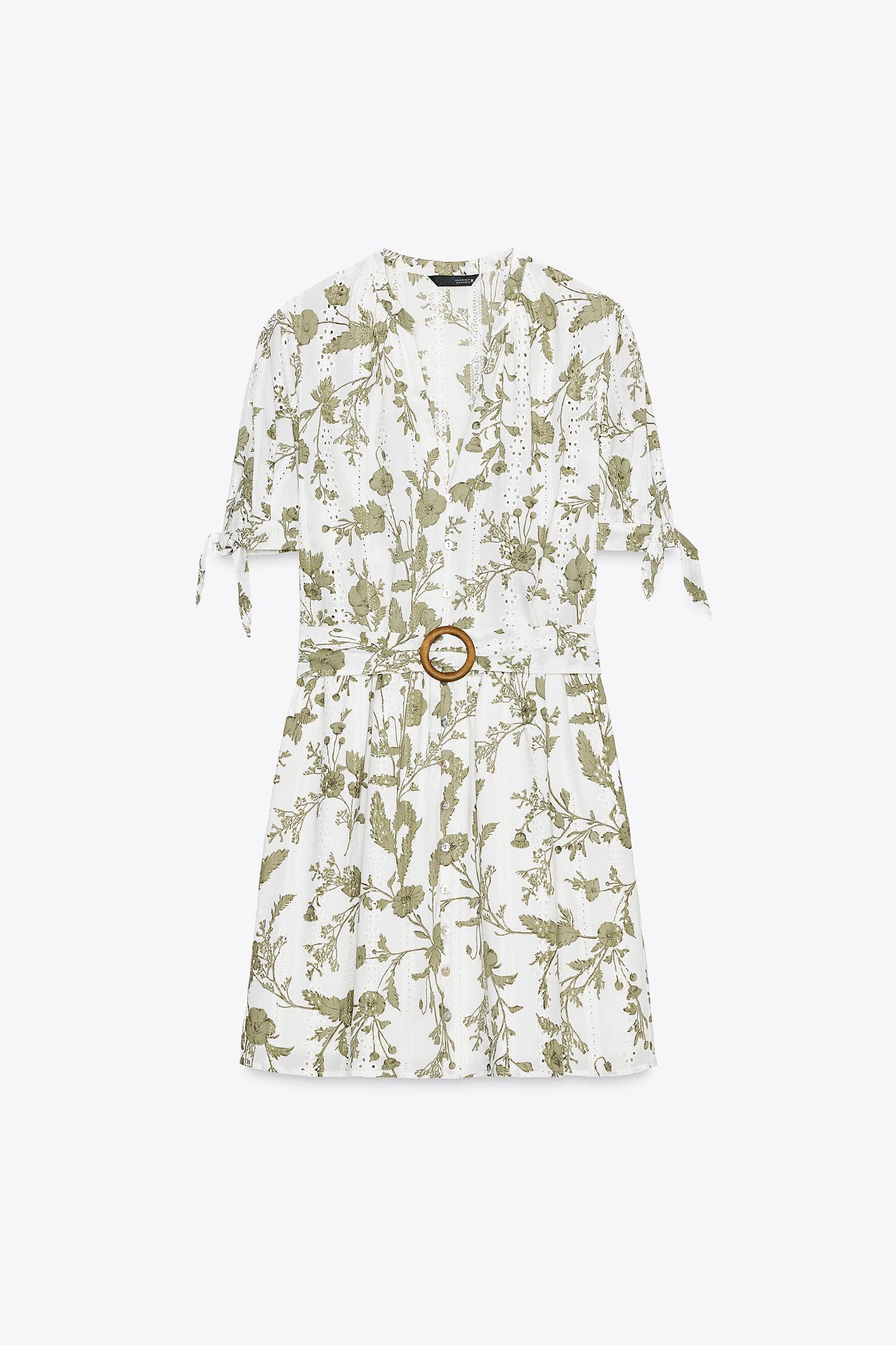 PRINTED MINI DRESS WITH OPENWORK EMBROIDERY Product Image