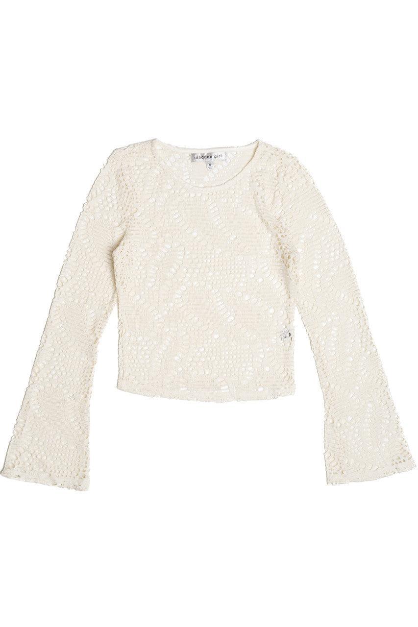 Bell Sleeve Crochet Net Top Product Image