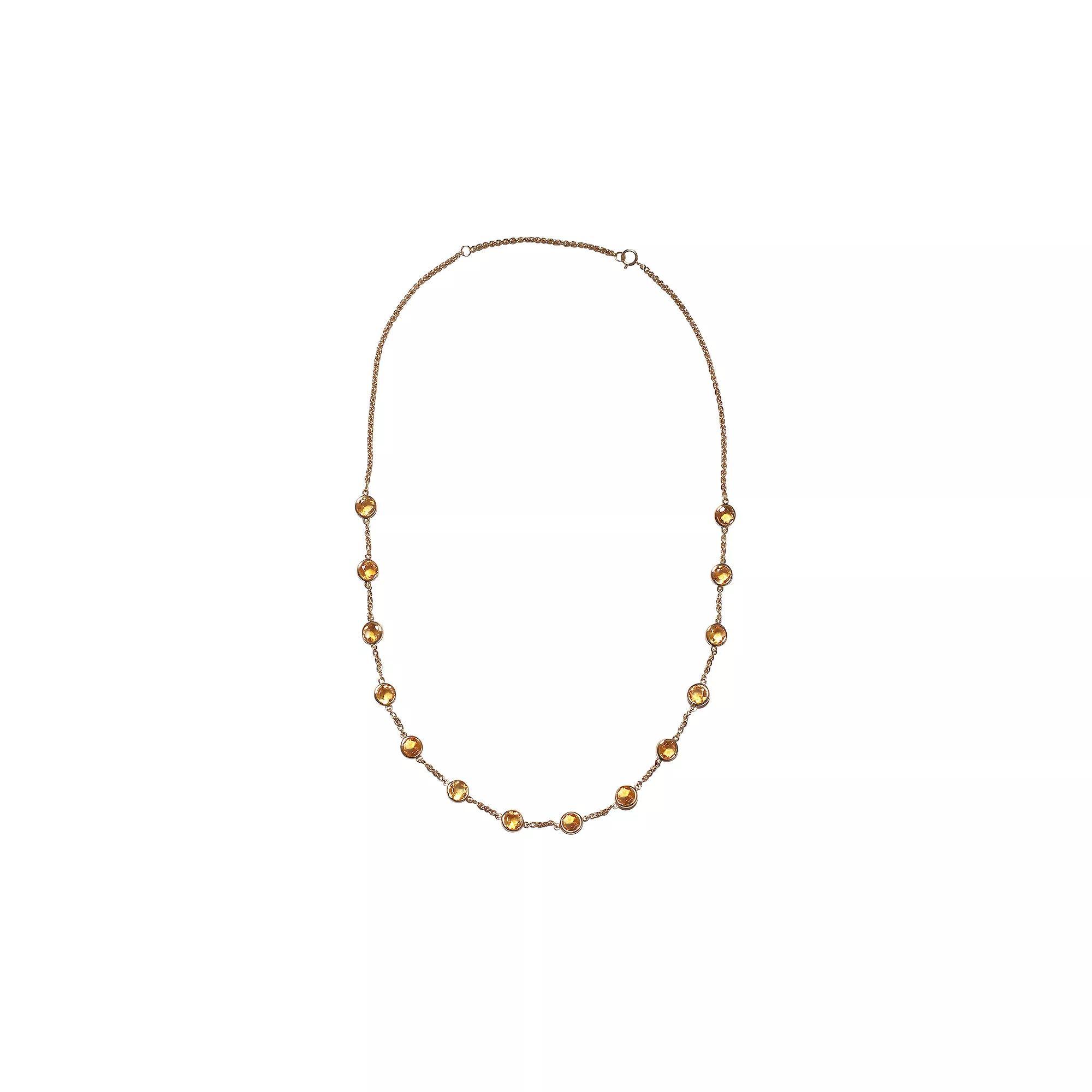 Jewelexcess 14k Gold Over Silver Citrine Station Necklace, Women's, Gold Tone Product Image
