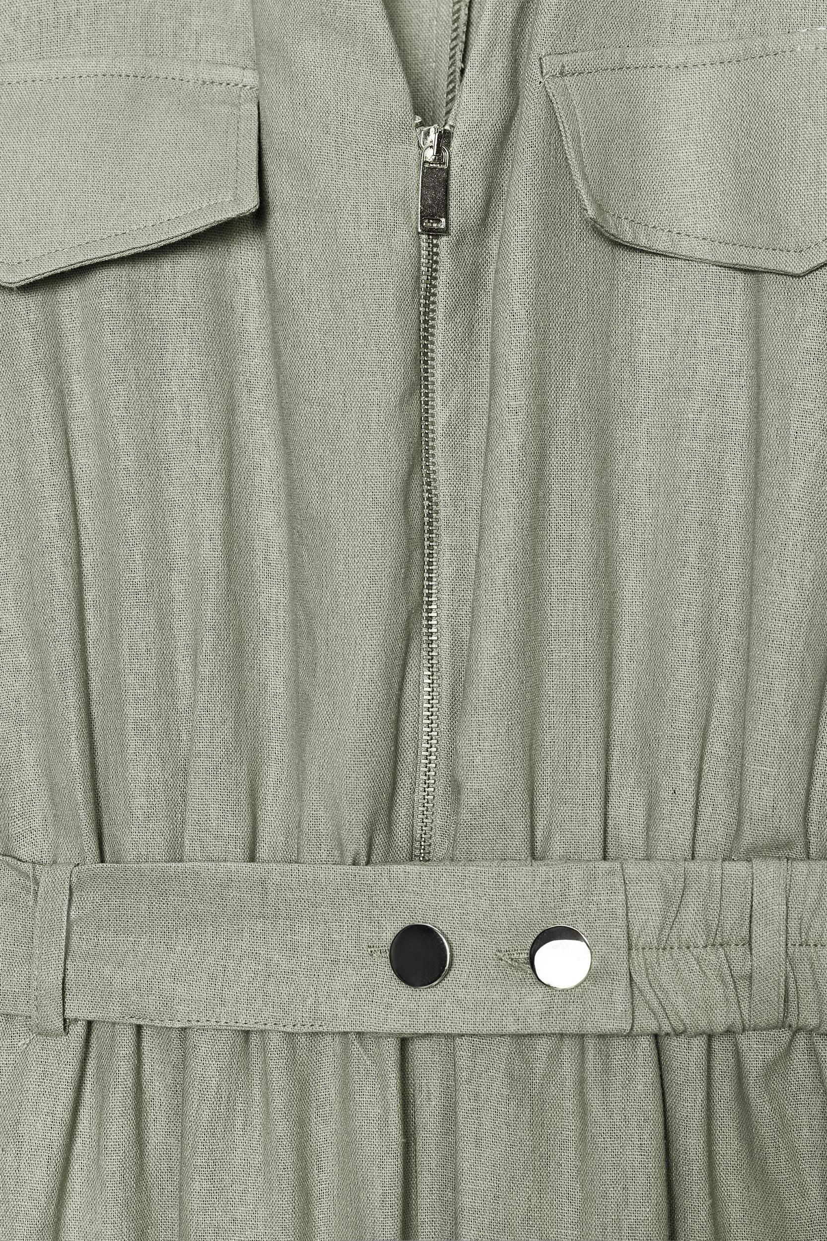 LINEN BELTED LONG JUMPSUIT Product Image