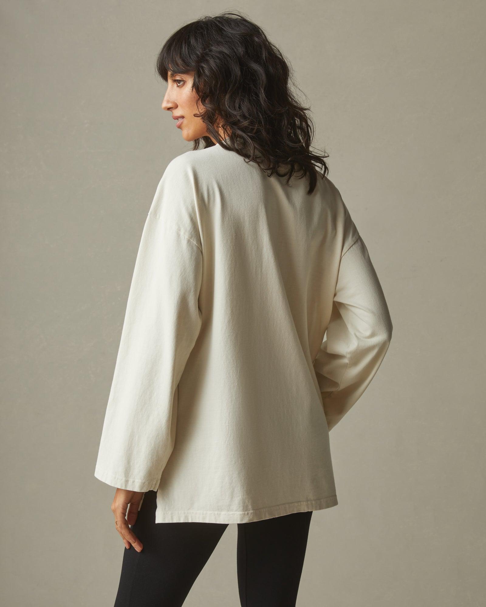 Relaxed Cotton Long Sleeve Tee - Turtledove Female Product Image
