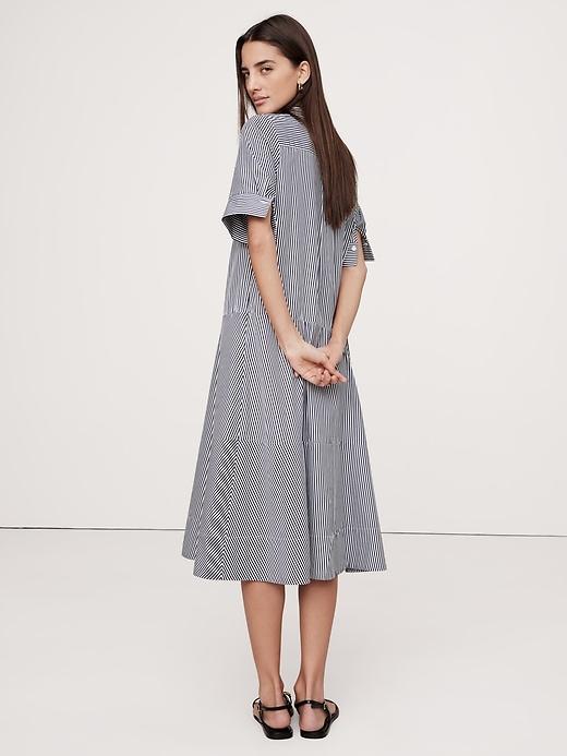 Poplin Tuxedo-Front Midi Dress Product Image