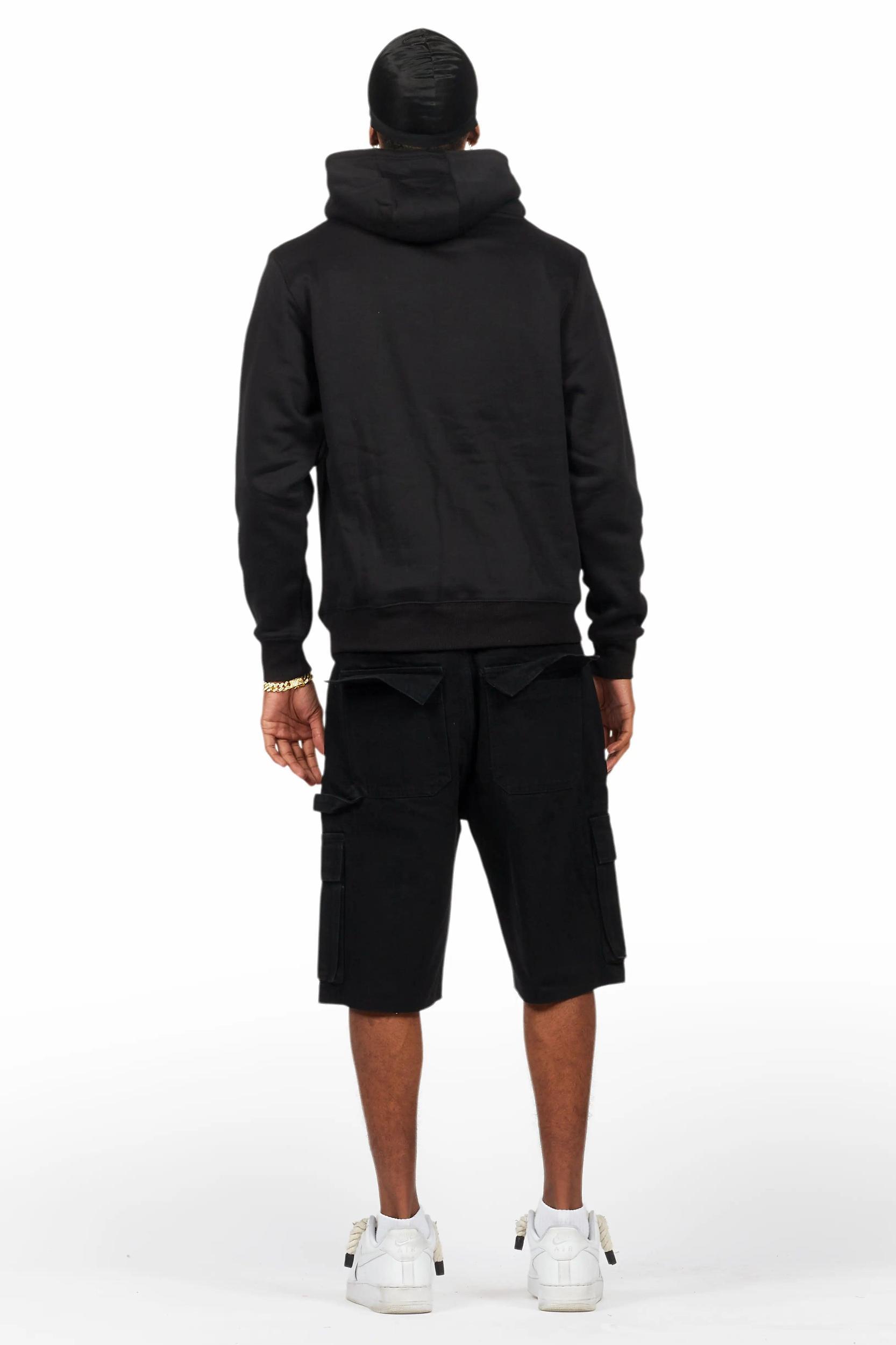 Filip Black Hoodie/Denim Short Set Male Product Image