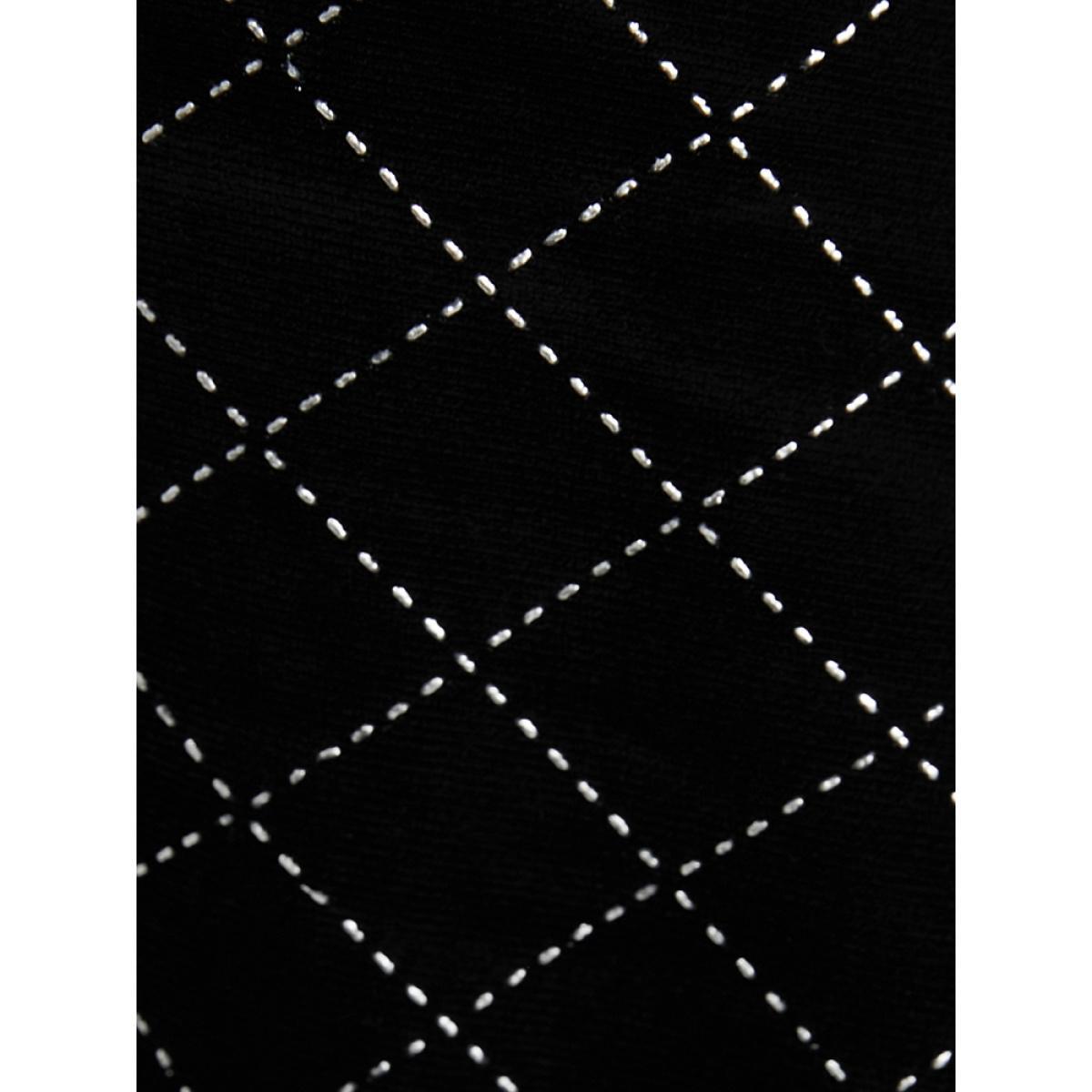 Plus Size Plaid Glitter Mesh Insert Pocket Velvet Dress Black Women Party Velvet Round Neck Long Sleeve Curvy Midi Dress BloomChic 12/L Product Image