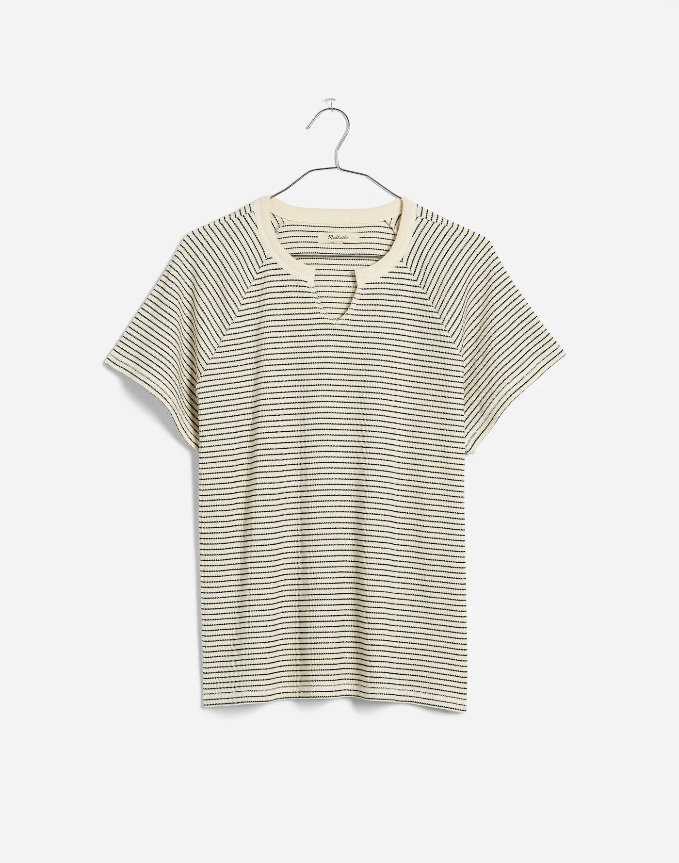 Splitneck Raglan-Sleeve Tee in Stripe Product Image