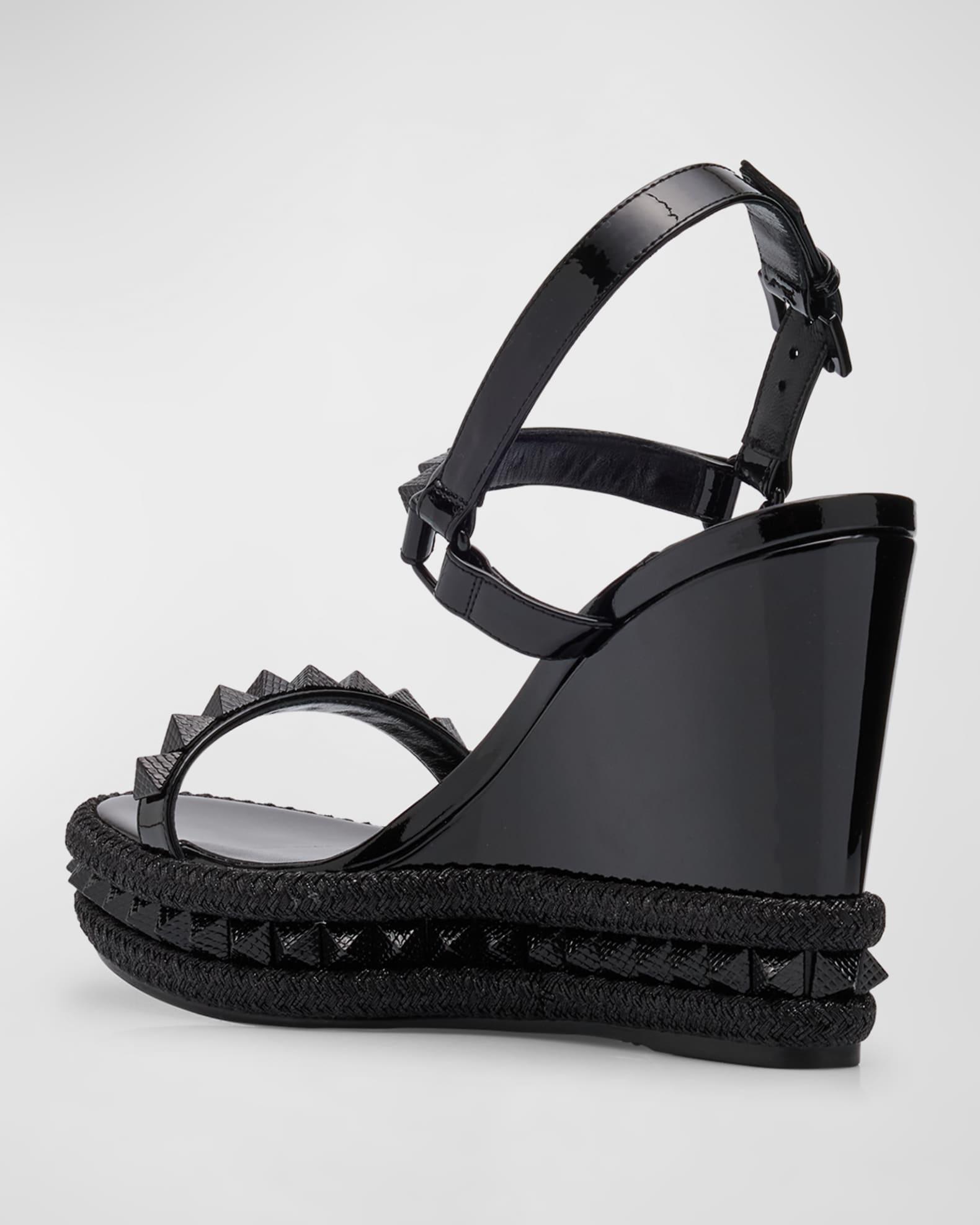 Pyraclou Metallic Spike Red Sole Wedge Sandals Product Image