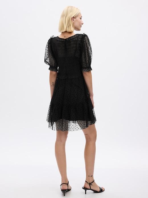 Puff Sleeve Mesh Mini Dress Product Image