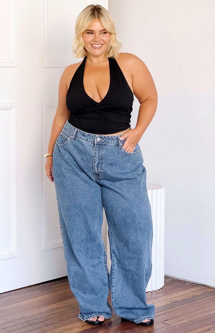 Calliope Mid Wash Mid Rise Slouchy Jeans Product Image