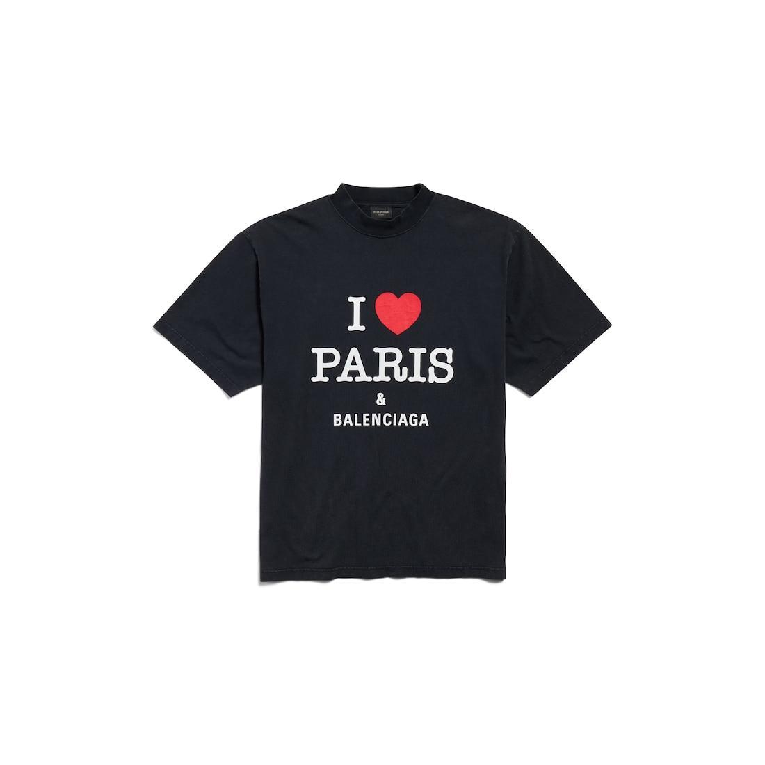 I Love Paris & Balenciaga T-shirt Medium Fit in Black Faded Product Image