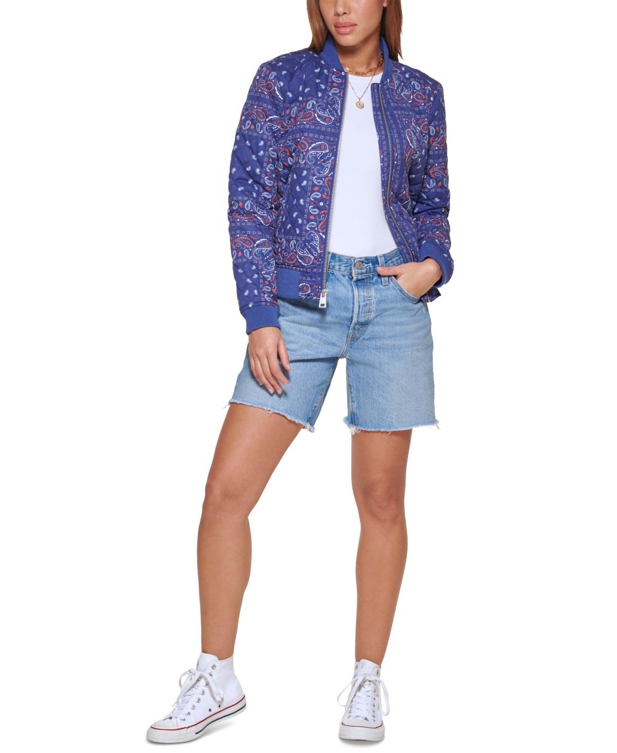Womens Levis Diamond Quilted Bomber Jacket Dark Green Product Image