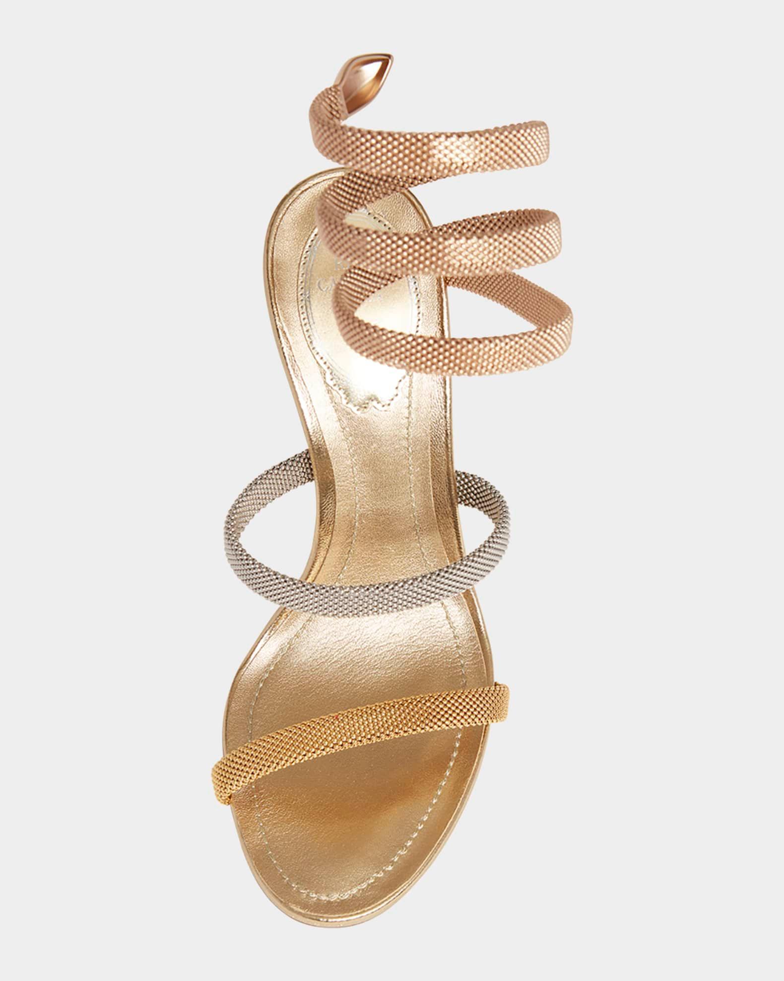Cleo Gold-Filled Brass Snake-Wrap Sandals Product Image