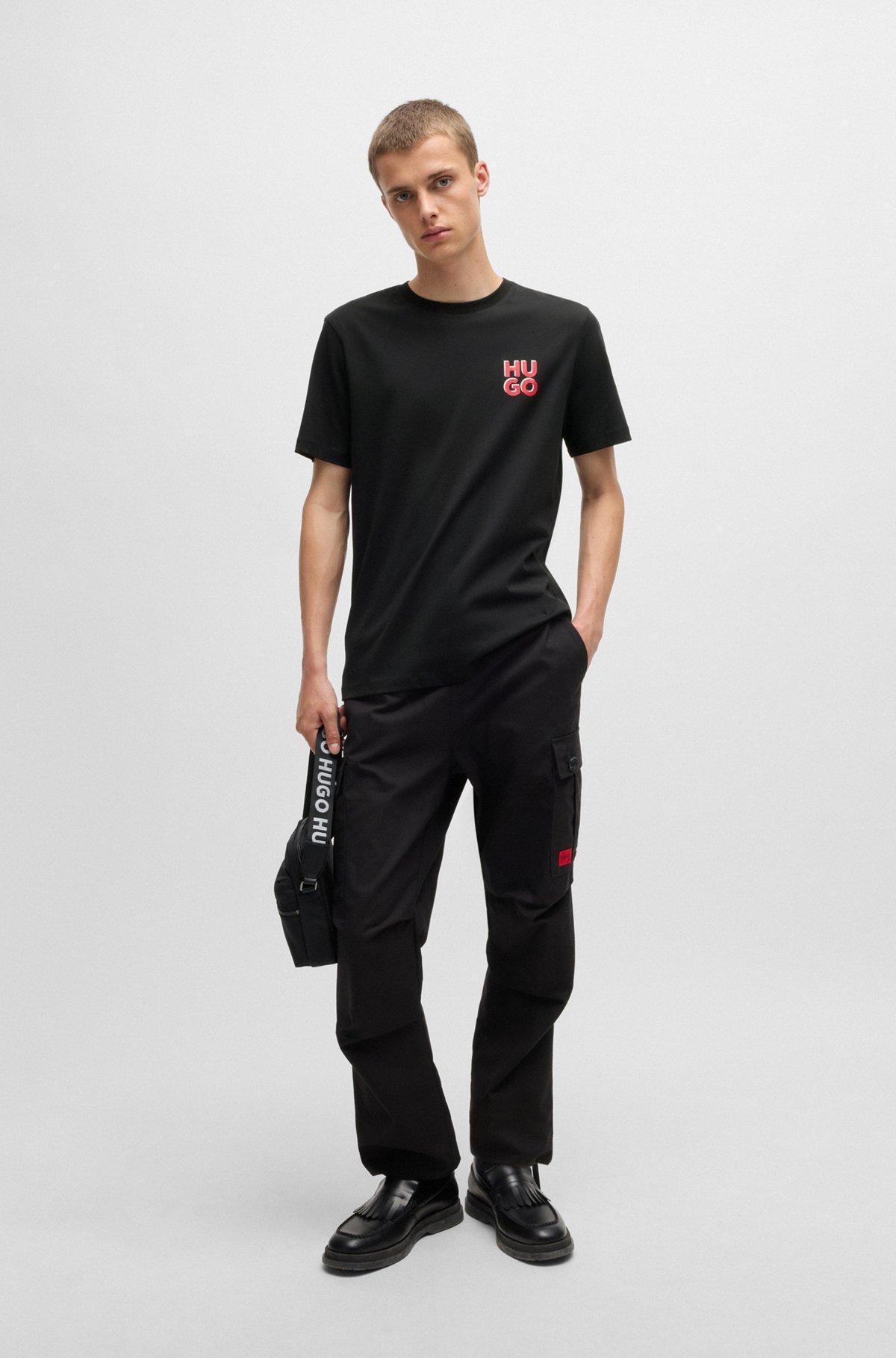 Cotton-jersey T-shirt with stacked logo print Product Image