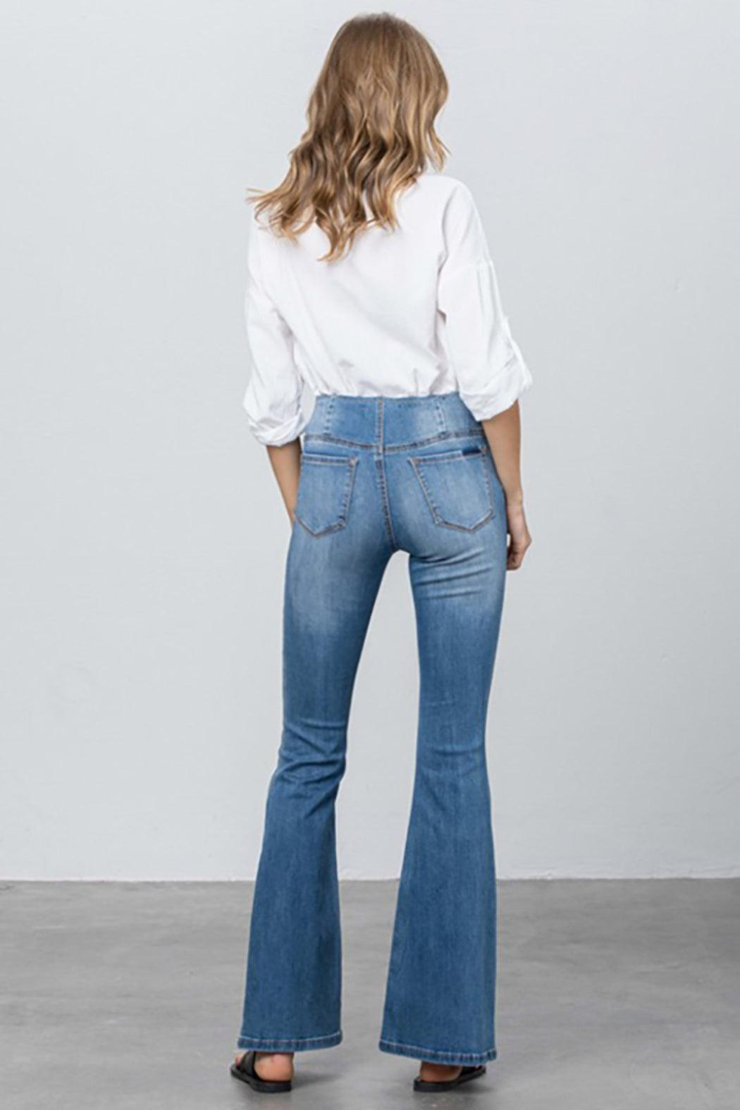 MID-RISE BANDED WIDER FLARE JEANS Product Image