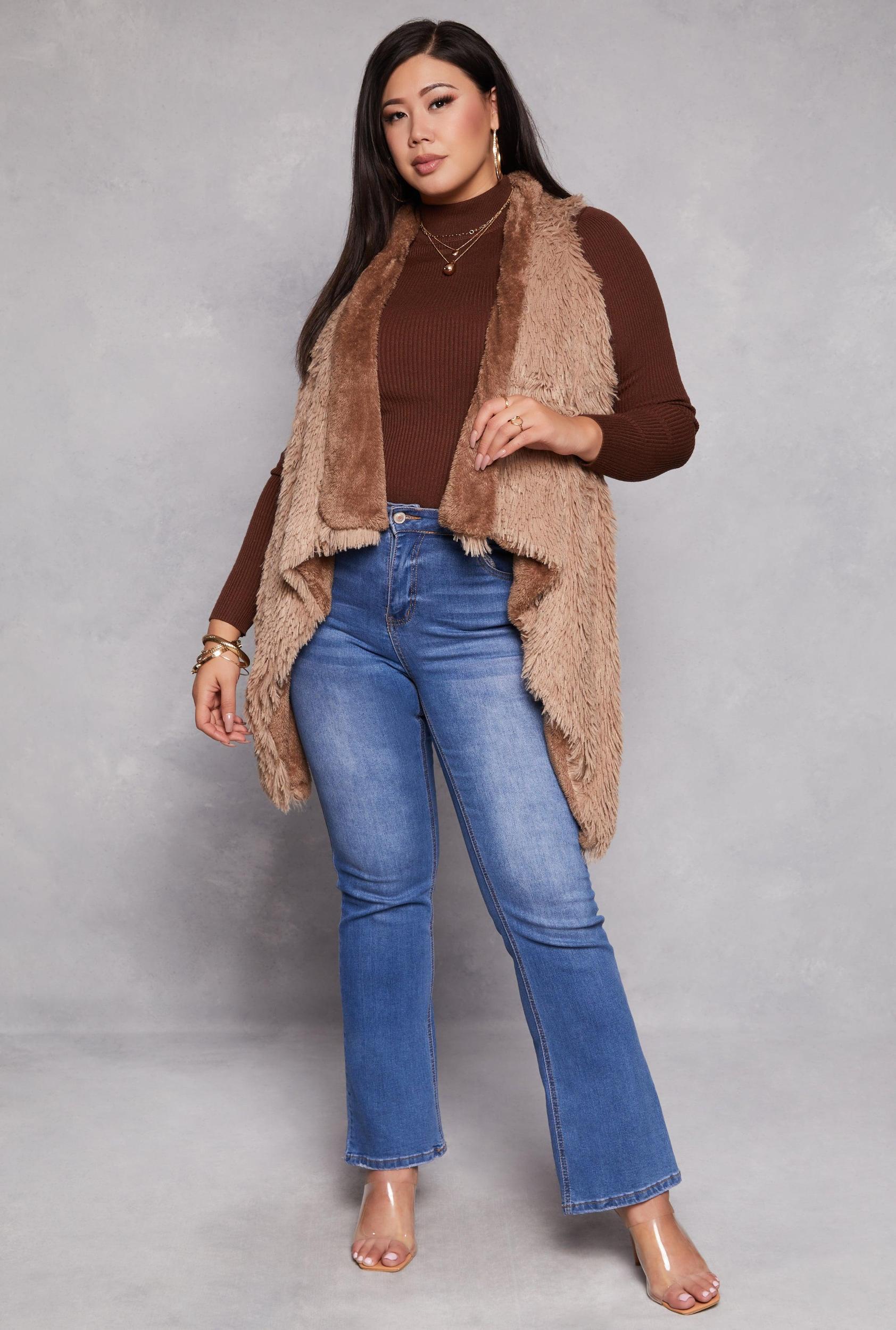 Womens Faux Fur Reversible Sleeveless Poncho Product Image