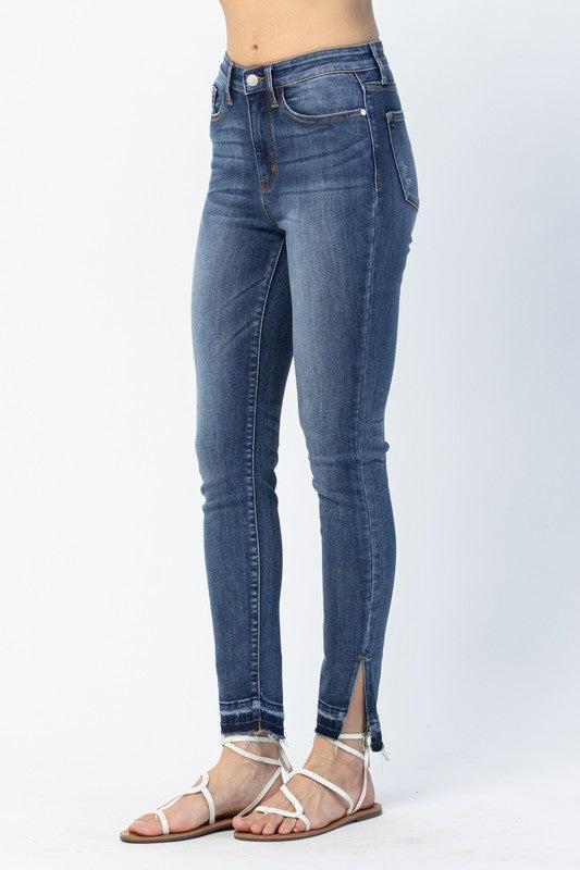 Libby Hi-Rise Skinny w/ Released Hem and Side Slit Judy Blue Jeans Product Image
