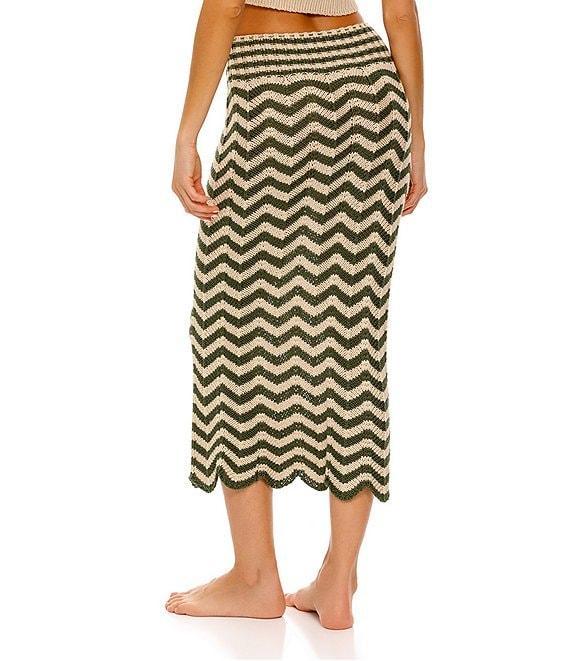 Agua Bendita Mira Chevron Embroidered Knit Pull-On Coordinating Midi Skirt Product Image