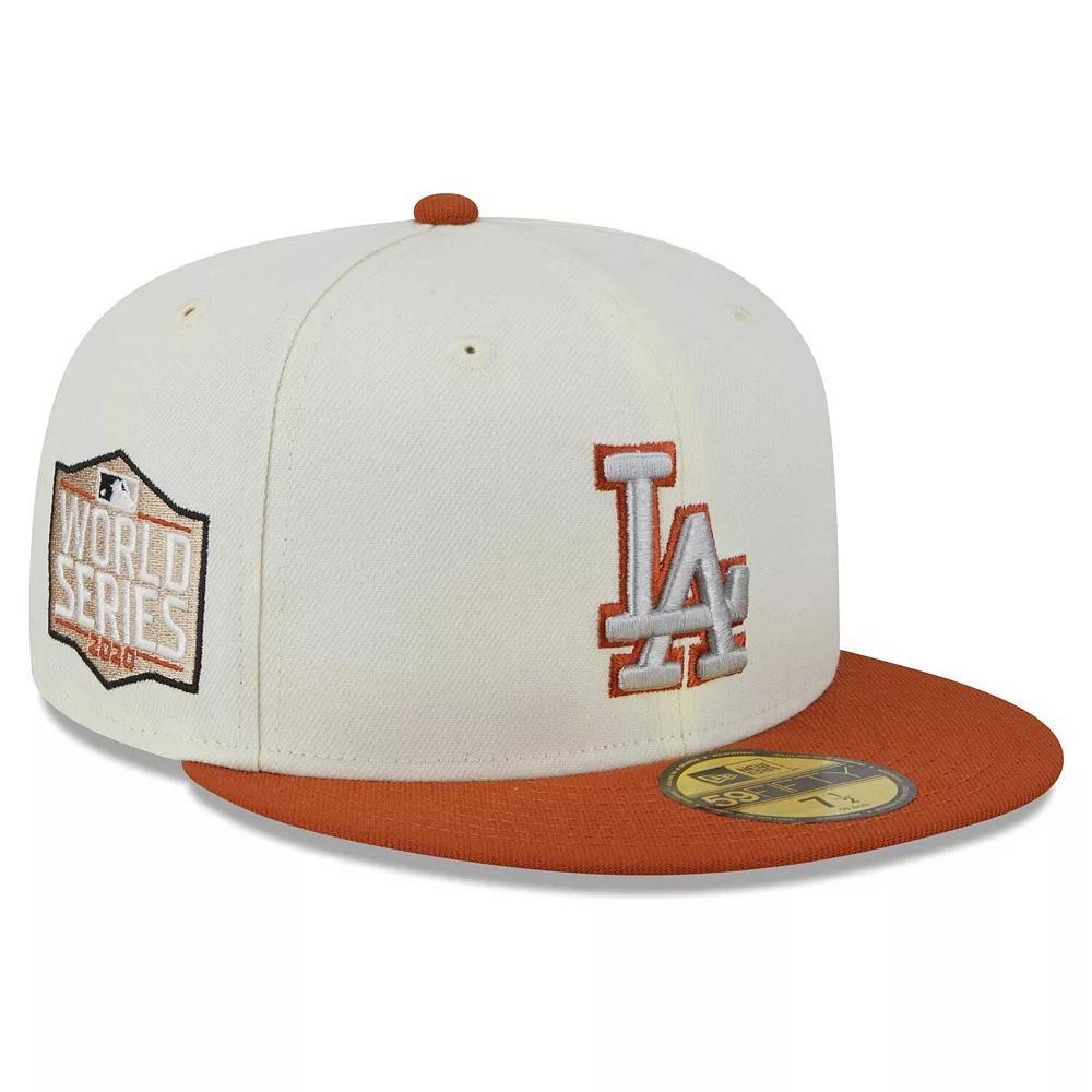 Men's New Era Cream/Orange Los Angeles Dodgers 59FIFTY Fitted Hat, Size: 8, Beige Product Image
