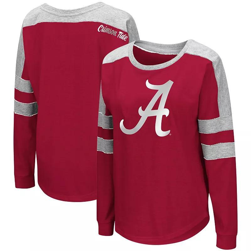 Women's Colosseum Crimson Alabama Crimson Tide Trey Dolman Long Sleeve T-Shirt, Size: Small, Red Product Image