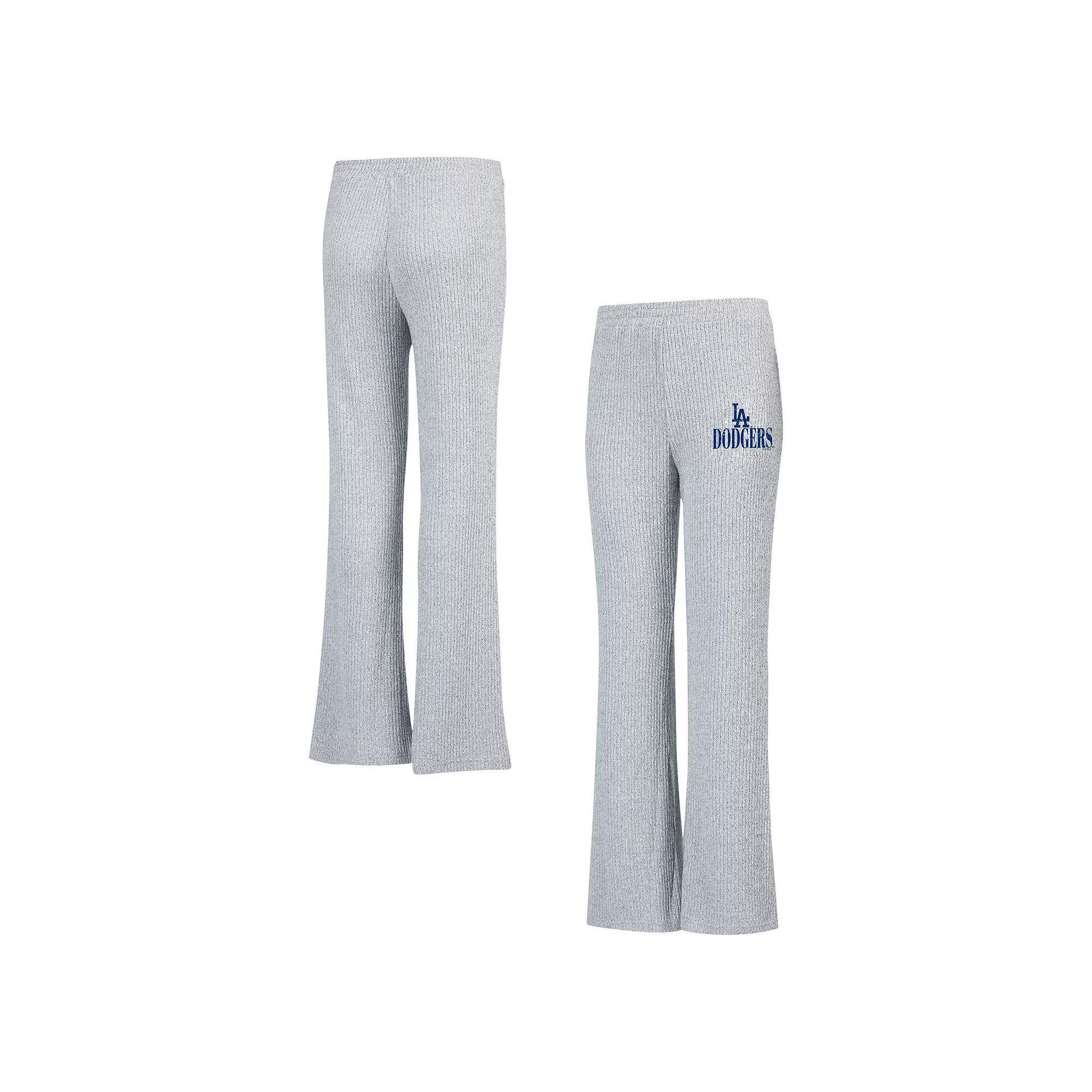 Women's Concepts Sport Gray Los Angeles Dodgers Juniper Rib Knit Flare Sleep Pants, Size: Large, Grey Product Image