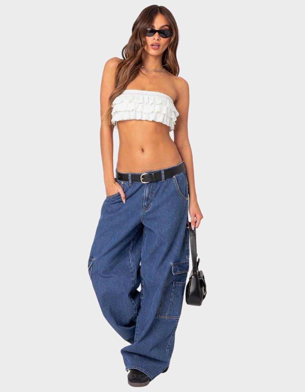 EDIKTED Super Oversized Belted Boyfriend Jeans Product Image