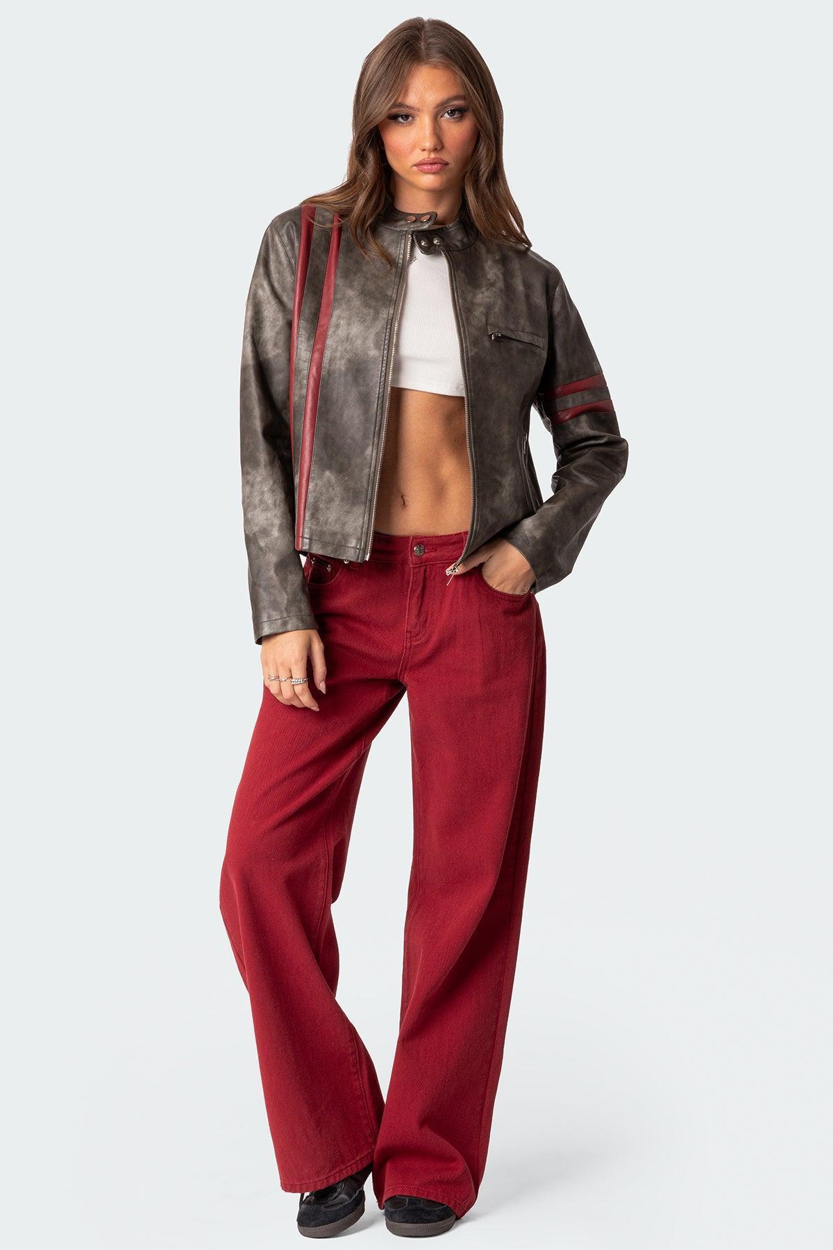 Thunder Washed Faux Leather Jacket Product Image