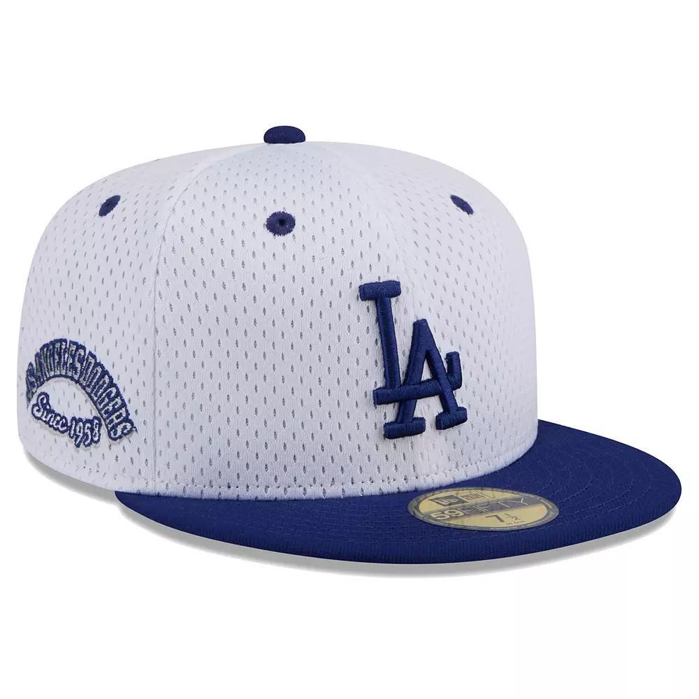 Men's New Era White Los Angeles Dodgers Throwback Mesh 59FIFTY Fitted Hat, Size: 8 Product Image