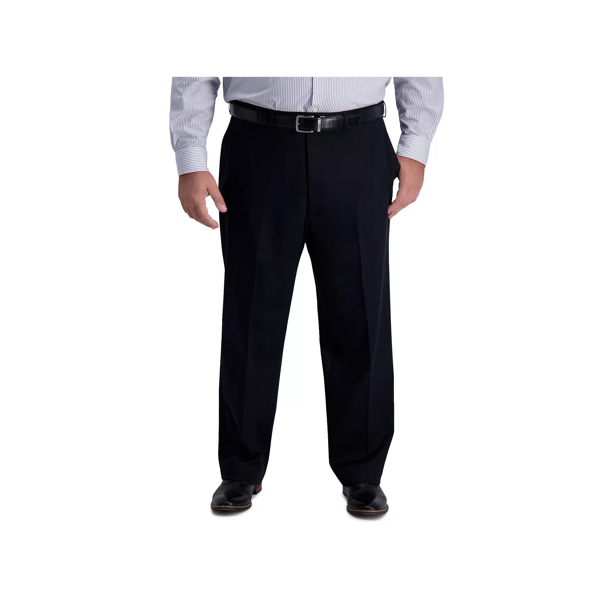 Big & Tall Haggar Iron Free Classic-Fit Flat-Front Pants, Mens Dark Blue Product Image