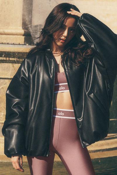 Faux Leather Premier Bomber - Black Product Image