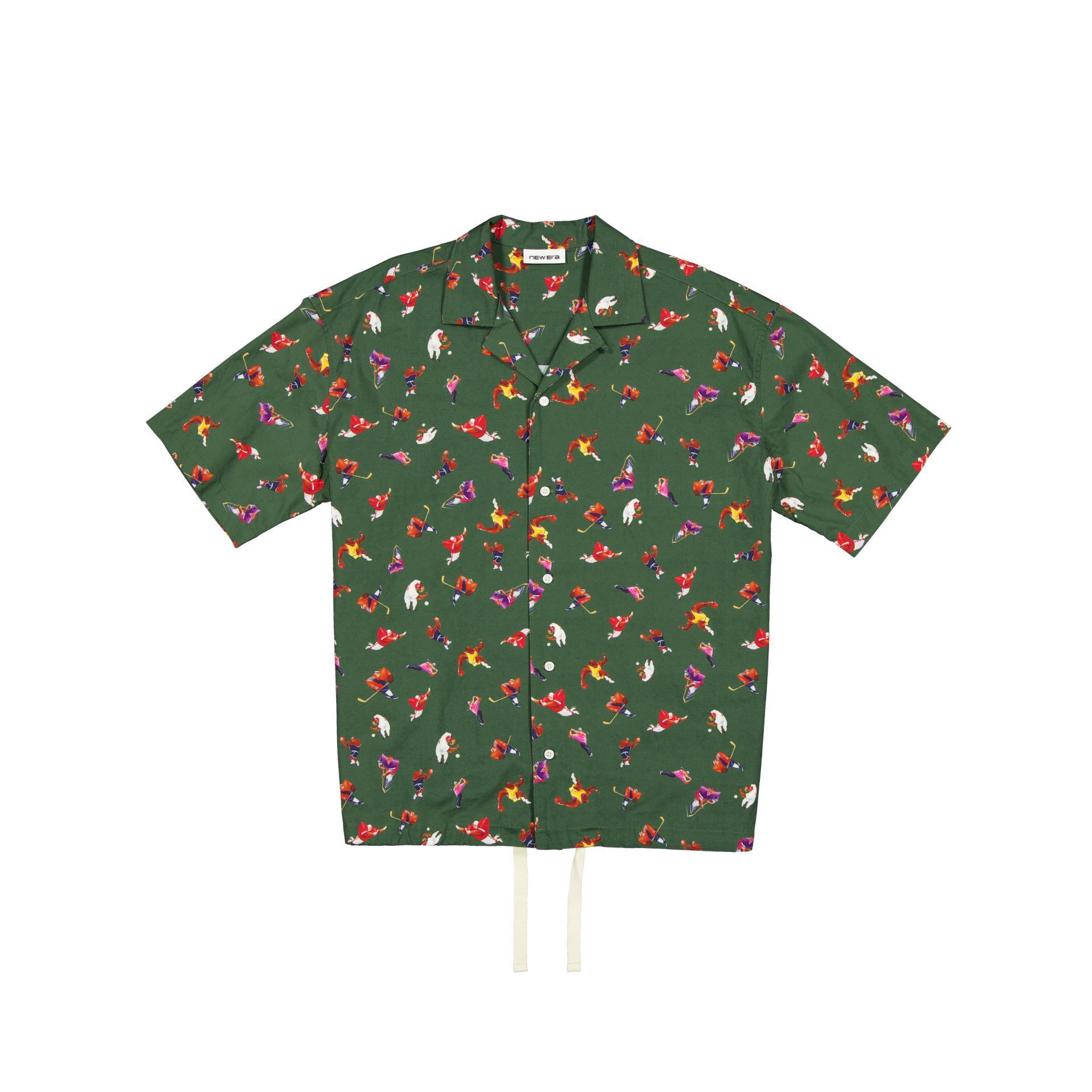 New Era Branded Resort Green Bark Open Collared Shirt Male Product Image