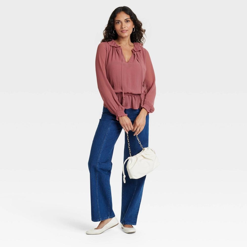 Womens Long Sleeve Blouse - Universal Thread Dark Mauve XS Product Image