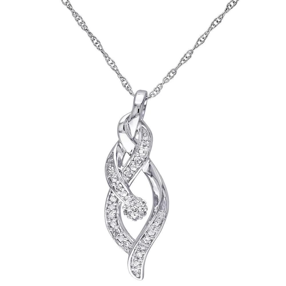 Stella Grace 10k White Gold 1/10 Carat T.W. Diamond Twist Pendant, Women's, Size: 17" Product Image