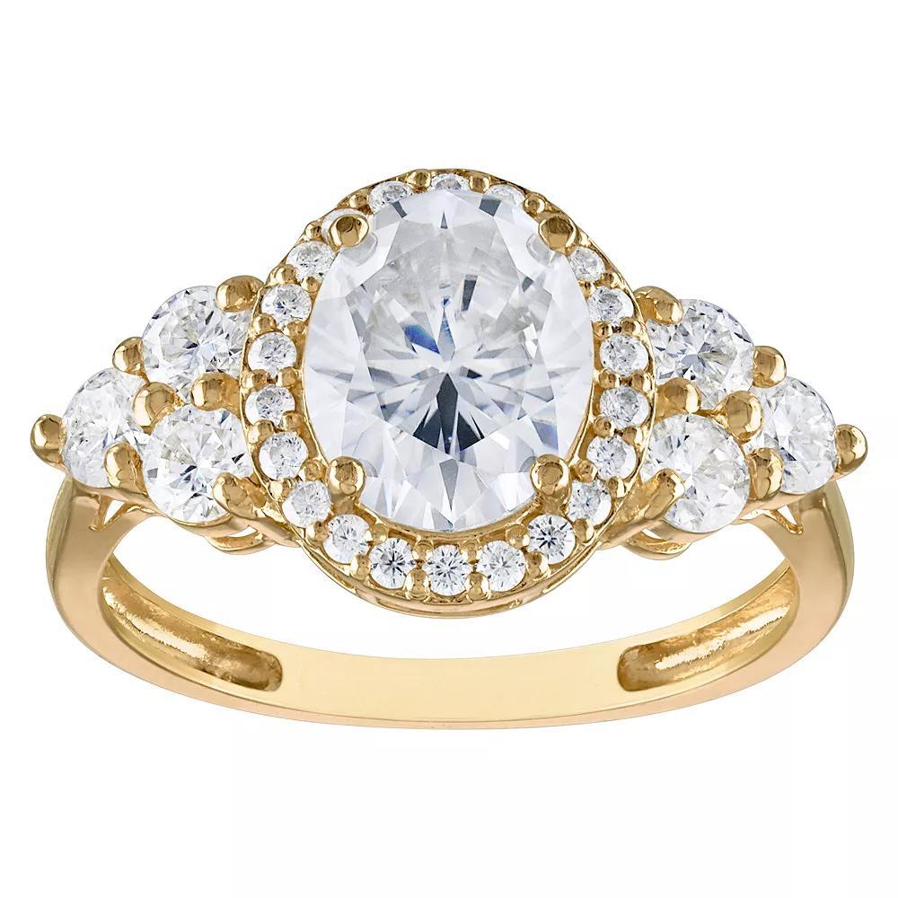 White Lotus 10k Gold 3 1/4 Carat T.W. Lab-Created Moissanite Art Deco Engagement Ring, Women's, Size: 5 Product Image