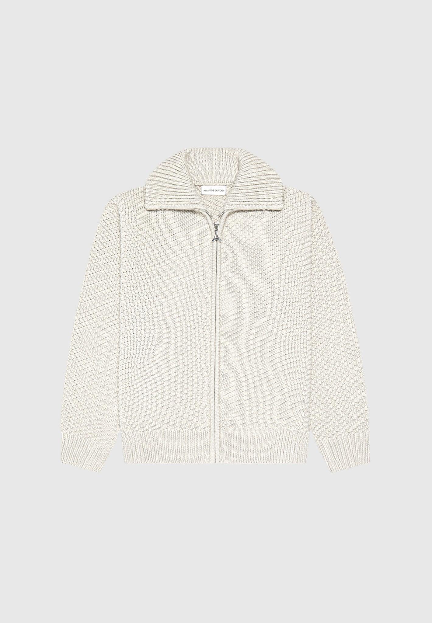 Diagonal Knit Cardigan - Stone Male Product Image