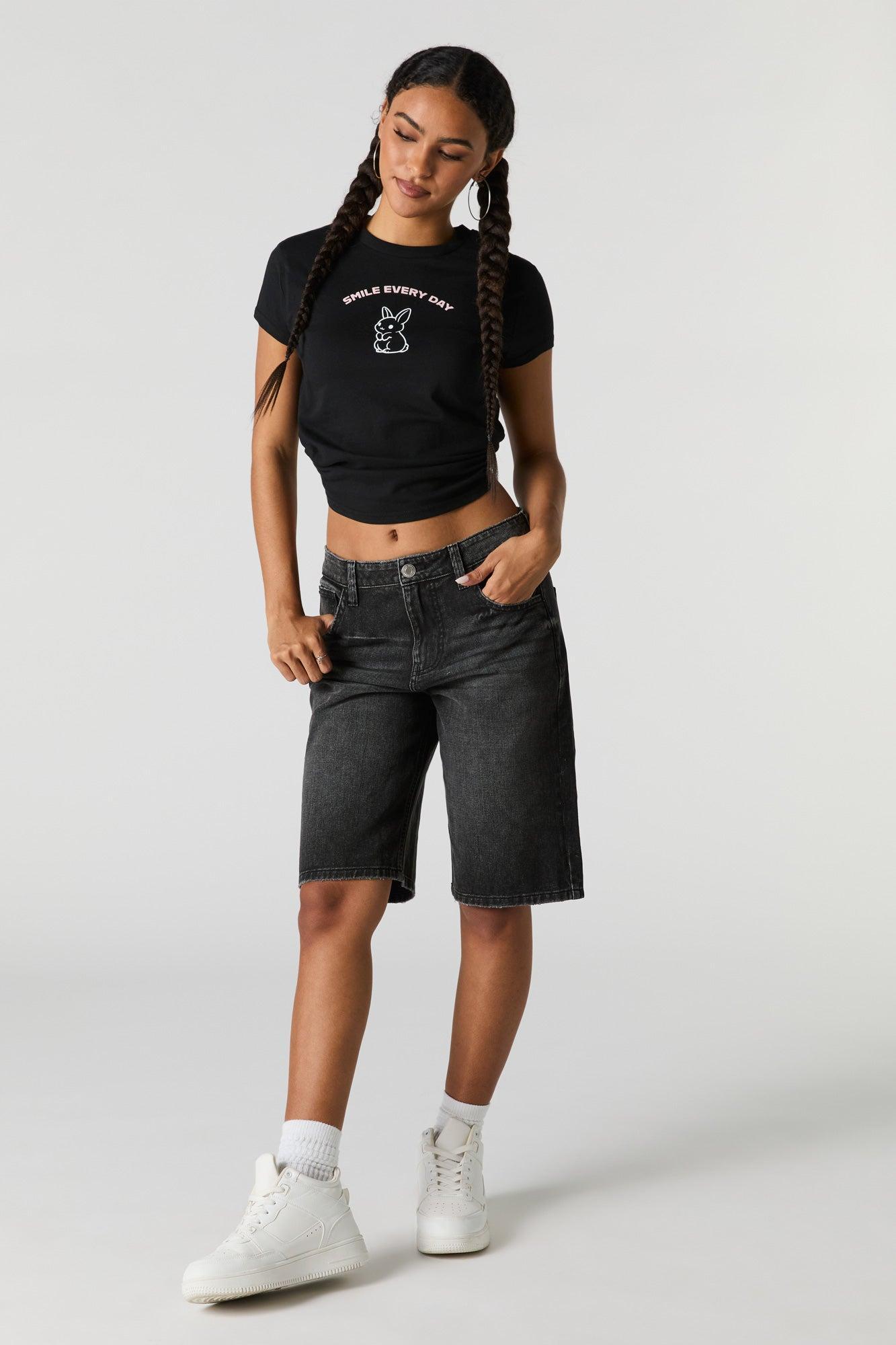 Black Vintage Wash Jort Female Product Image